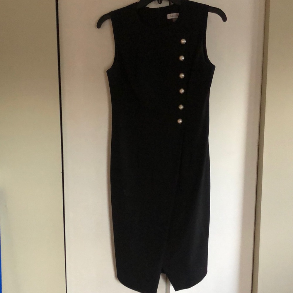 Black Calvin Klein pearl detail dress